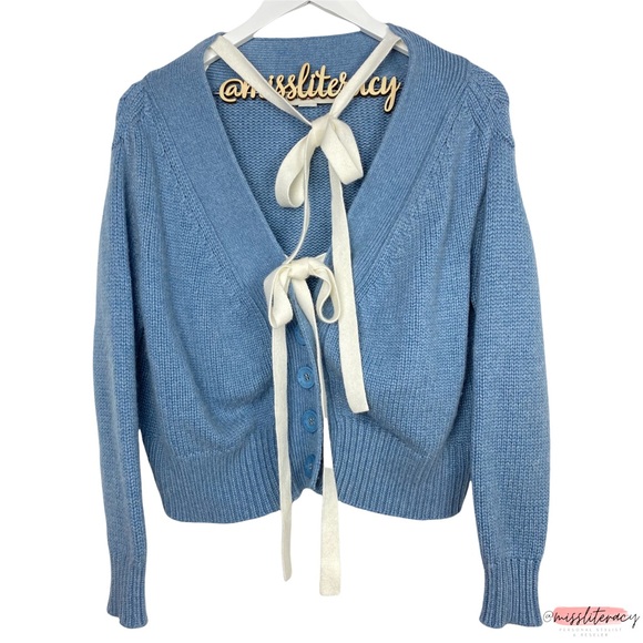 Betty Chow Cashmere Wool Angora Soft Cardigan Sweater with ribbon ties - Picture 7 of 13